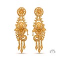 Traditional 22K Gold Floral Designer Long Drop Earrings