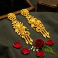 Traditional 22K Gold Floral Designer Long Drop Earrings