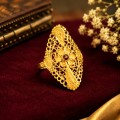 Traditional Gold Floral Designer Ring with Red Stone Traditional Gold Floral Designer Ring with Red Stone