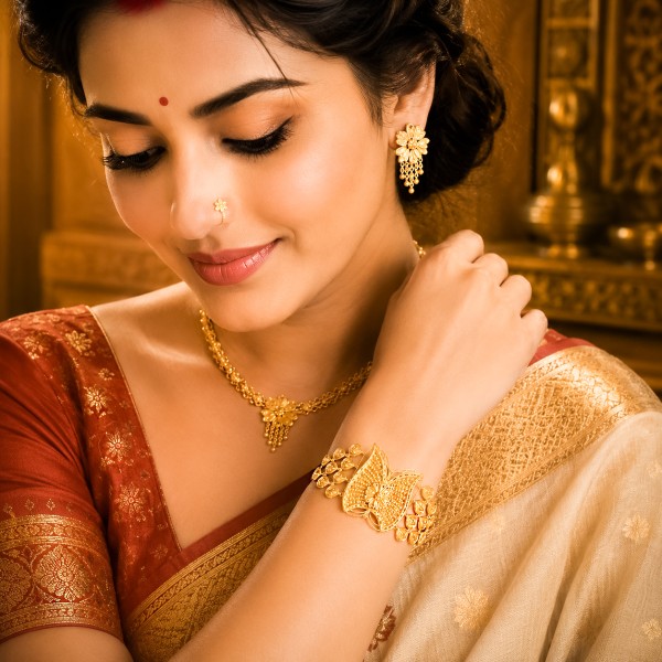 Traditional 22K Gold Designer Mantasha (Hand Bracelet)