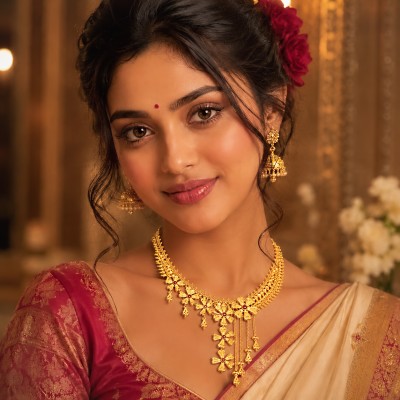 Traditional 22K Gold Floral Designer Necklace Traditional 22K Gold Floral Designer Necklace